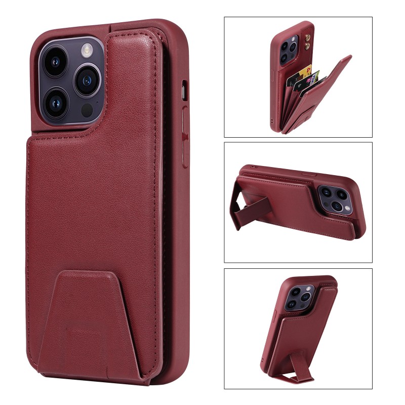 iPhone Wallet Phone Case Leather Full-body Shockproof Stand